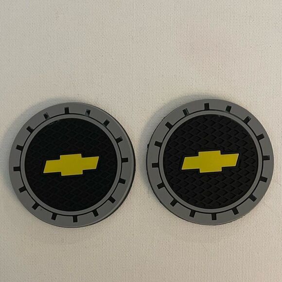 Chevrolet Car Cup Holder Coasters with Bow tie logo set of 2 NWT - Picture 1 of 4